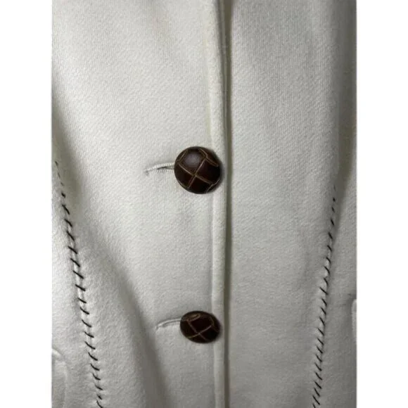 Womens Knitted Dove Ivory Knit Button-Front Belted Light-weight Jacket Size Sm - Picture 5 of 12